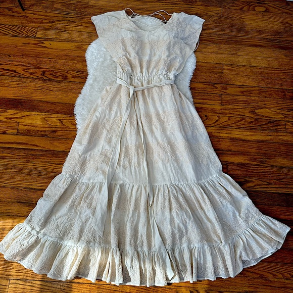 Love Sam Dresses & Skirts - Love Sam Tallulah Silk-Blend Embroidered Ivory Maxi Dress Sz S